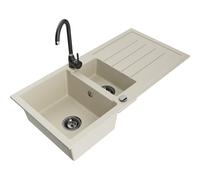 Mexen Andres fregadero de granito 1,5-cubeta con escurridor y grifo de cocina Telma, beige - 6515-69-670200-70 18509 5905315015792