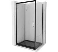 Mexen Apia cabina de ducha corredera 120 x 70 cm, transparente, negra + plato de ducha Flat, negro - 840-120-070-70-00-4070B 14837 5907709153110