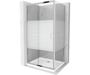 Mexen Apia cabina de ducha corredera 120 x 80 cm, franjas blancas, cromo + plato de ducha Plano - 840-120-080-01-20-4010 4831 5907709177017