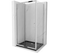 Mexen Apia cabina de ducha corredera 120 x 80 cm, transparente, cromo + plato de ducha Flat, negro - 840-120-080-01-00-4070 14740 5907709152168