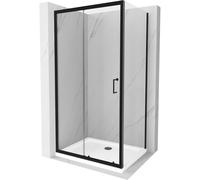 Mexen Apia cabina de ducha corredera 120 x 80 cm, transparente, negra + plato de ducha Flat, blanco - 840-120-080-70-00-4010B 14814 5907709152885