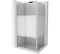 Mexen Apia cabina de ducha corredera 130 x 80 cm, bandas blancas, cromo - 840-130-080-01-20 4409 5907709121294