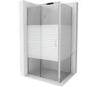 Mexen Apia cabina de ducha corredera 140 x 80 cm, franjas blancas, cromo - 840-140-080-01-20 4414 5907709121300