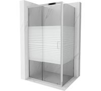 Mexen Apia cabina de ducha corredera 90 x 100 cm, franjas blancas, cromo - 840-090-100-01-20 4354 5907709121416
