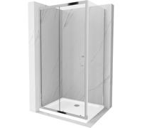 Mexen Apia mampara de ducha corredera 110 x 80 cm, transparente, cromo + plato de ducha plano - 840-110-080-01-00-4010 4811 5907709107519