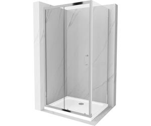 Mexen Apia mampara de ducha corredera 110 x 80 cm, transparente, cromo + plato de ducha plano - 840-110-080-01-00-4010 4811 5907709107519