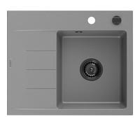 Mexen Ben fregadero de granito de 1 seno con escurridor, derecho 600 x 500 mm, gris, sifón negro - 6523605000-71-B 53282 5905315462237