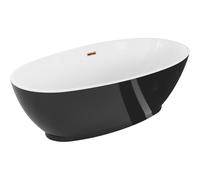 Mexen Bilbao bañera exenta 180 x 90 cm, blanca/negra, desbordamiento oro rosado - 51311809075-60 46595 5905315385550
