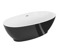 Mexen Bilbao bañera exenta 180 x 90 cm, blanca/negra, rebosadero níquel cepillado - 51311809075-97 46600 5905315385604