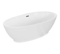 Mexen Bilbao bañera exenta 180 x 90 cm, blanca, rebosadero gun gray cepillado - 51311809000-66 46587 5905315385475