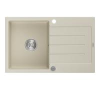 Mexen Bruno fregadero de granito de 1 cubeta con escurridor 795 x 495 mm, beige, sifón cromo - 6513791010-69 3597 5907709194656