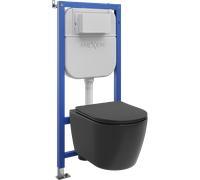 Mexen Carmen conjunto empotrado WC bastidor neumático Tex Air E con taza WC Tornado y asiento de caída lenta, negro mate 101495 5907931048925