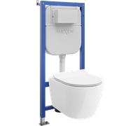 Mexen Carmen conjunto empotrado WC bastidor neumático Tex Air E con taza WC y asiento con cierre suave, blanco - 610930884000A 101399 5907931047485