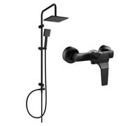 Mexen Caro Tord conjunto de ducha exterior con rociador y grifo de ducha, negro - 746640200-70 6128 5907709182158