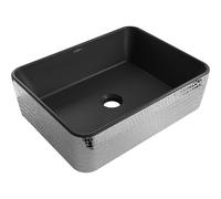 Mexen Catia lavabo de encimera 48 x 37 cm, negro mate/patrón de escamas plateadas - 21314872 21915 5907709156937