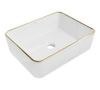 Mexen Catia lavabo sobre encimera 48 x 37 cm, blanco/dorado borde - 21314805 21910 5907709156883