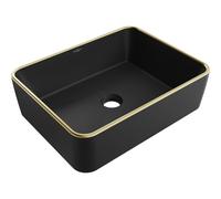 Mexen Catia lavabo sobre encimera 48 x 37 cm, negro mate/borde dorado - 21314875 21918 5907709156968