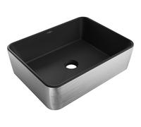 Mexen Catia lavabo sobre encimera 48 x 37 cm, negro mate/diseño de líneas plateado - 21314873 21916 5907709156944