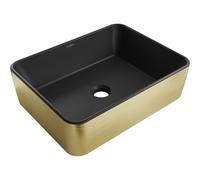Mexen Catia lavabo sobre encimera 48 x 37 cm, negro mate/patrón dorado líneas - 21314877 21920 5907709156982