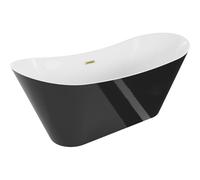 Mexen Celia bañera exenta 170 x 75 cm, blanca/negra, desbordamiento dorado cepillado - 52331707575-55 46041 5905315380845