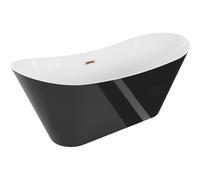Mexen Celia bañera exenta 170 x 75 cm, blanca/negra, rebosadero oro rosa - 52331707575-60 46042 5905315380852