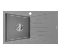 Mexen Cesar fregadero de cocina de granito 1 seno con escurridor 775 x 470 mm, gris, sifón cromado - 6514771010-71 4024 5907709194748
