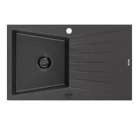 Mexen Cesar fregadero de granito de 1 compartimento con escurridor 775 x 470 mm, negro moteado, sifón negro - 6514771010-76-B 16367 5905315013422