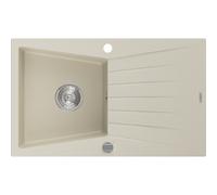 Mexen Cesar fregadero de granito de 1 seno con escurridor 775 x 470 mm, beige, sifón cromado - 6514771010-69 4023 5907709194731