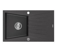 Mexen Cesar fregadero de granito de 1 seno con escurridor 775 x 470 mm, negro moteado, sifón cromo - 6514771010-76 4027 5907709194779