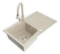 Mexen Cesar fregadero de granito de 1 seno con escurridor y grifo de cocina Elia, beige - 6514-69-670101-69 19953 5905315030702