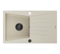 Mexen Cesar fregadero de granito de 1 tina con escurridor 775 x 470 mm, color beige, sifón negro - 6514771010-69-B 16363 5905315013385