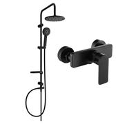 Mexen Cetus Carl conjunto de ducha montado en la pared con rociador y grifo de ducha, negro - 744340240-70 6102 5907709181854