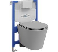 Mexen conjunto empotrado WC bastidor Fenix XS-F con taza WC Rico y asiento de cierre suave, gris claro mate - 68030724061 13114 5907709163904