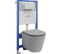 Mexen conjunto empotrado WC marco Fenix Slim con taza WC Rico y asiento de cierre suave, gris claro mate - 61030724061 12991 5907709163447