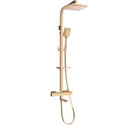 Mexen CQ62 conjunto de bañera y ducha con cabezal de lluvia y grifo termostático, oro rosa - 779106295-60 2184 5907709142794
