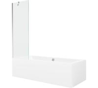 Mexen Cube bañera rectangular 170 x 80 cm con carcasa y mampara de 1 ala 60 cm, transparente, cromo - 550517080X9506000001 21953 5905315201515