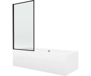 Mexen Cube bañera rectangular 170 x 80 cm con carcasa y mampara de 1 hoja de 80 cm, patrón negro - 550517080X9308017070 12950 5907709161771