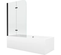 Mexen Cube bañera rectangular 170 x 80 cm con carcasa y mampara de 2 hojas 80 cm, transparente, negro - 550517080X9008027000 12936 5907709161672