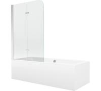 Mexen Cube bañera rectangular 170 x 80 cm con cubierta y mampara de 2 hojas 80 cm, transparente, cromo - 550517080X9008020100 12935 5907709161665