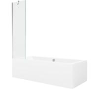 Mexen Cube bañera rectangular 170 x 80 cm con panel y mampara de 1 hoja 50 cm, transparente, cromo - 550517080X9505000001 21952 5905315201508