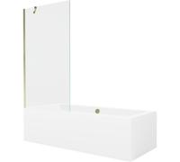 Mexen Cube bañera rectangular 170 x 80 cm con panel y mampara de 1 hoja 90 cm, transparente, dorado - 550517080X9509000050 21962 5905315201607