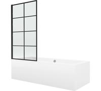 Mexen Cube bañera rectangular 170 x 80 cm con revestimiento y pantalla de 1 hoja 70 cm, patrón negro - 550517080X9307017077 12944 5907709161740