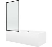 Mexen Cube bañera rectangular 180 x 80 cm con carcasa y mampara de 1 hoja 70 cm, diseño negro - 550518080X9307017070 12972 5907709161894