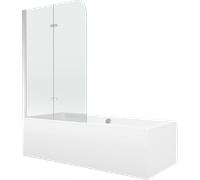 Mexen Cube bañera rectangular 180 x 80 cm con carcasa y mampara de 2 hojas 100 cm, transparente, cromo - 550518080X9010020100 12961 5907709161849