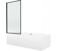 Mexen Cube bañera rectangular 180 x 80 cm con cubierta y mampara de 1 hoja 70 cm, patrón negro - 550518080X9307017070 12972 5907709161894
