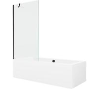 Mexen Cube bañera rectangular 180 x 80 cm con cubierta y mampara de 1 hoja 90 cm, transparente, negro - 550518080X9509000070 21998 5905315201966