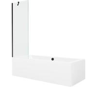 Mexen Cube bañera rectangular 180 x 80 cm con revestimiento y mampara de 1 hoja 60 cm, transparente, negro 21995 5905315201935