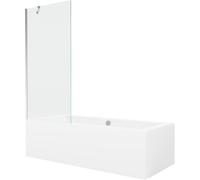Mexen Cube bañera rectangular 180 x 80 cm con revestimiento y mampara de 1 hoja 80 cm, transparente, cromado 21985 5905315201836