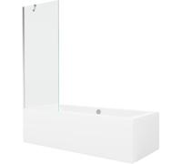 Mexen Cube bañera rectangular de 170 x 80 cm con revestimiento y mampara de 1 hoja de 70 cm, transparente, cromo 21954 5905315201522