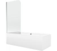 Mexen Cube bañera rectangular de 180 x 80 cm con carcasa y pantalla de 1 hoja de 75 cm, transparente, cromo 12955 5907709161818